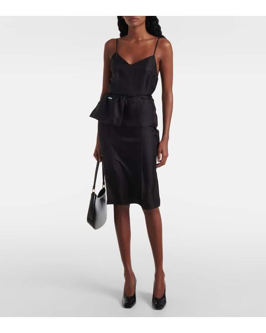 ワンピース PRADA Black Twill Dress Prada Silk Twill Slip Dress in Black | Lyst Canada