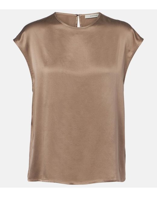 Asceno Brown Dasha Silk Charmeuse Top