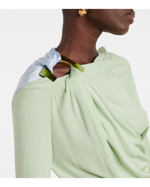 Victoria Beckham Green Draped Jersey Top