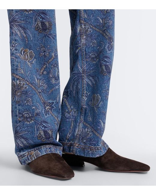Etro Blue Printed Wide-Leg Jeans