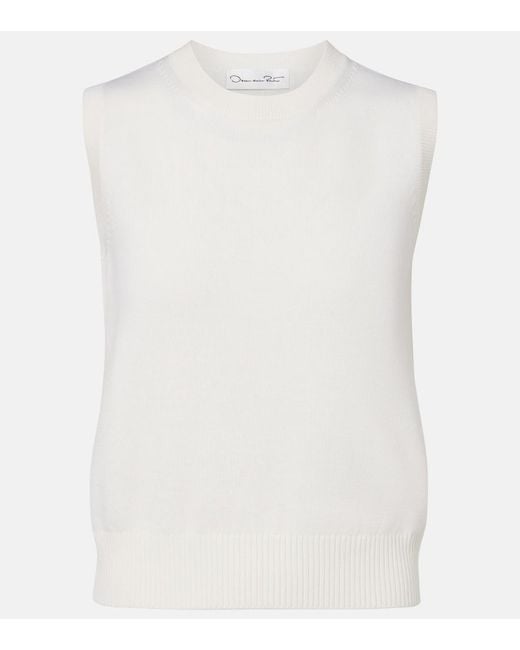 Oscar de la Renta White Virgin Wool Sweater Vest
