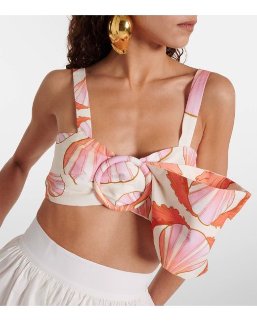 Adriana Degreas Pink Seashell Printed Cotton Bra Top