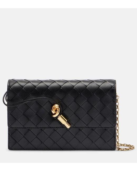 Bottega Veneta Black Andiamo Intrecciato Leather Shoulder Bag