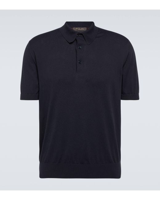 Loro Piana Blue Cotton Polo Shirt for men