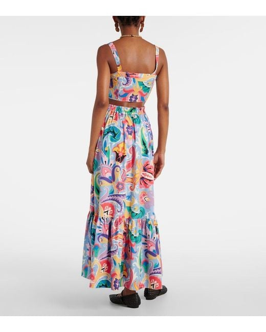 Etro Blue Printed Cotton Crop Top