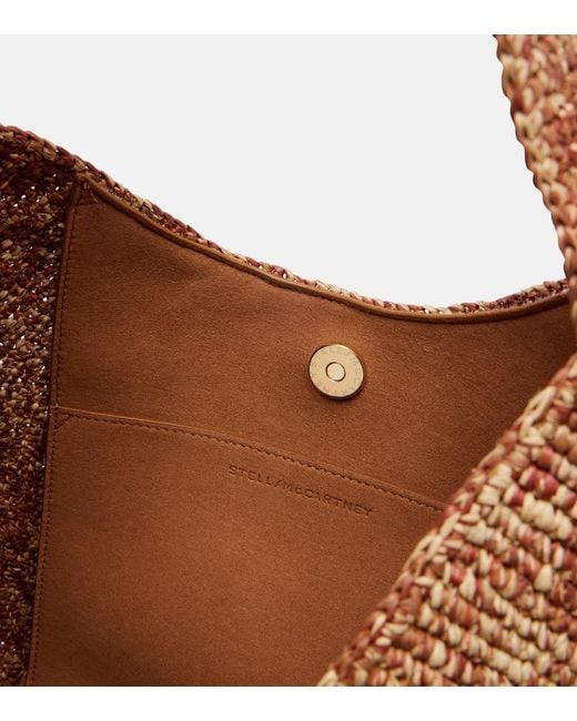 Stella McCartney Brown Logo Small Raffia Shoulder Bag