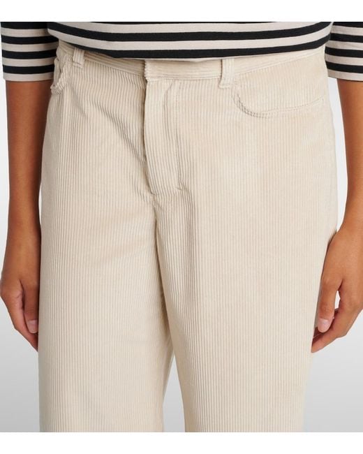 Max Mara Natural Eneide Cotton Corduroy Wide-Leg Pants