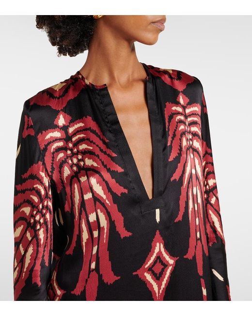 Johanna Ortiz Red Printed Silk Tunic