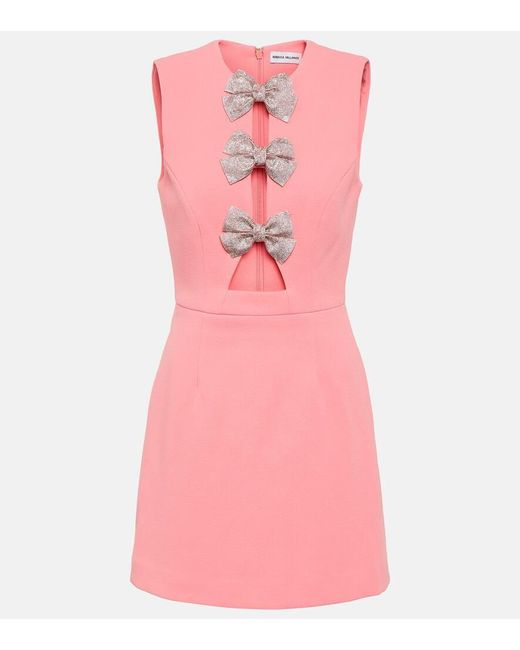 Rebecca Vallance Pink Brittany Embellished Cutout Stretch-crepe Mini Dress