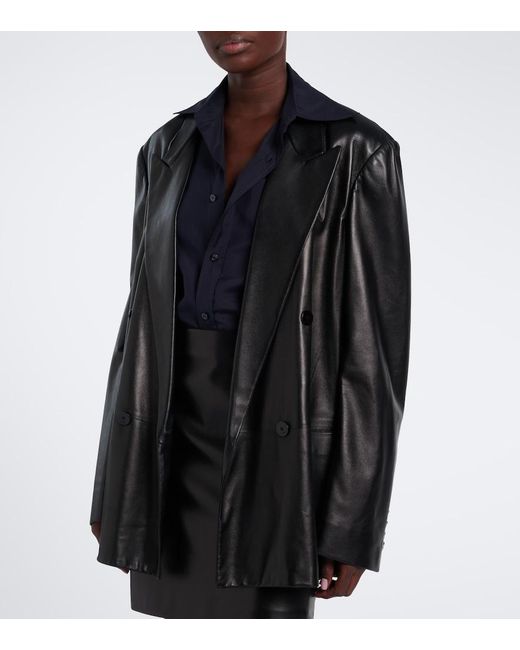 Gucci Black Double-Breasted Leather Jacket