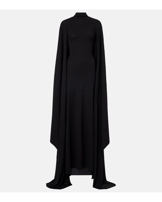 Balenciaga Black Caped Jersey Gown