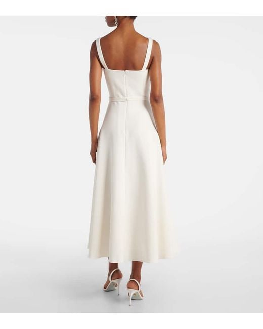 Safiyaa White Belted A-Line Midi Dress