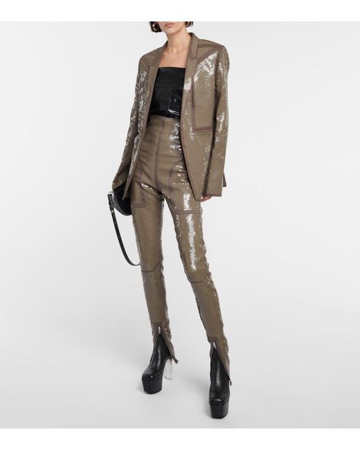 Rick Owens Green Sequined Single-breasted Cotton Blazer