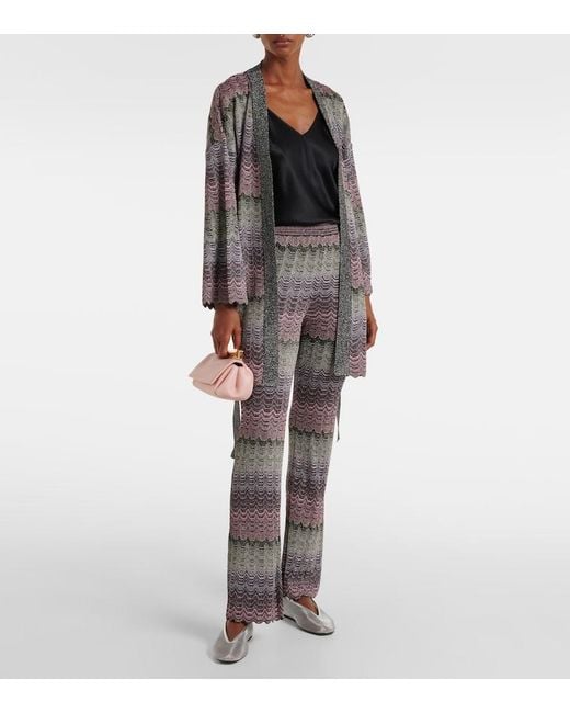 Missoni Gray Zigzag High-Rise Flared Pants