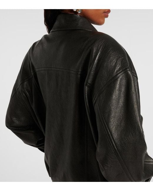 Saint Laurent Black Oversize-Lederjacke