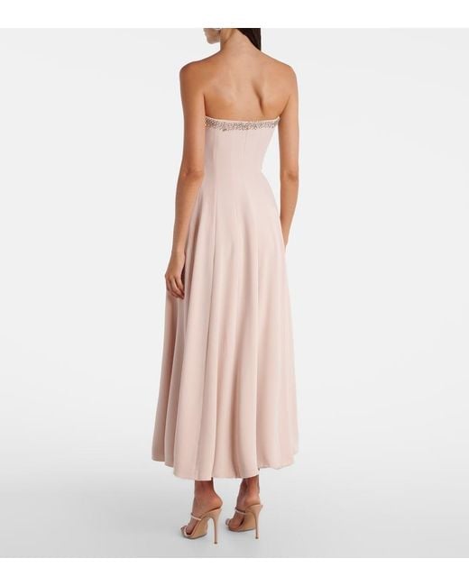 Costarellos Pink Aldina Crystal-Embellished Crepe Midi Dress
