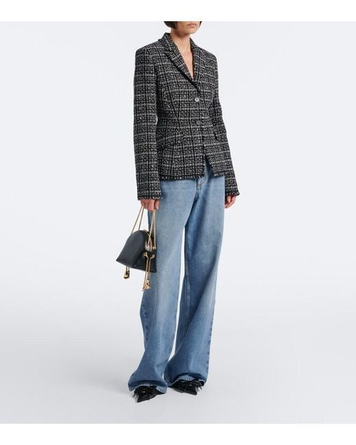 Erdem Black Flora Leather Top-Handle Bag