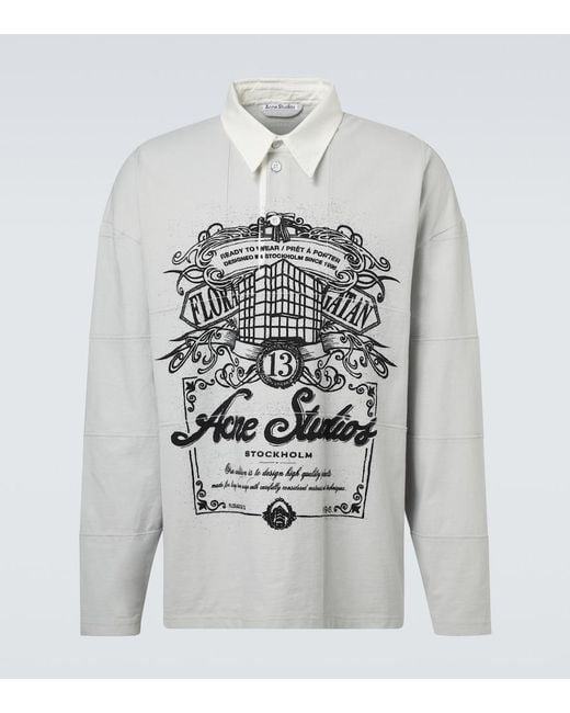 Polo De Algodon Con Logo Acne de hombre de color Gray