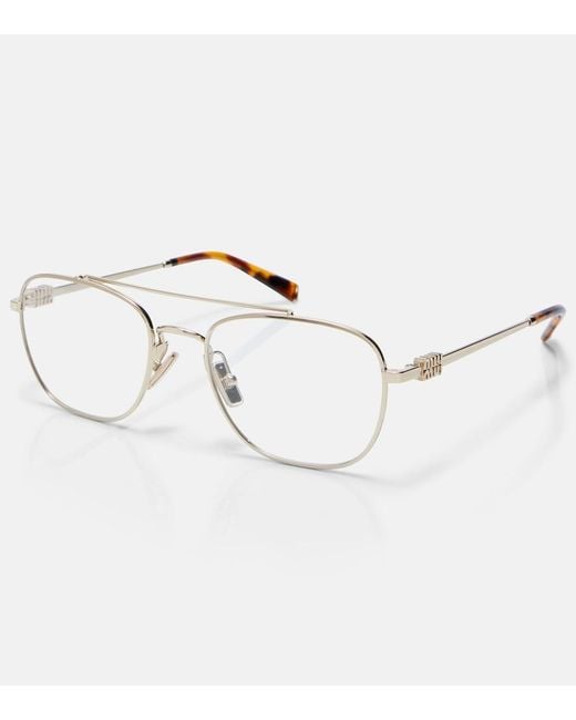 Miu Miu Metallic Aviator Glasses