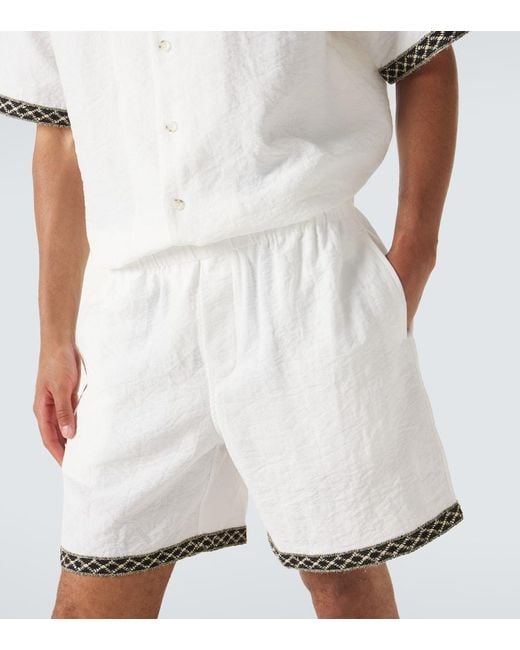 Commas White Crochet-Trimmed Shorts for men