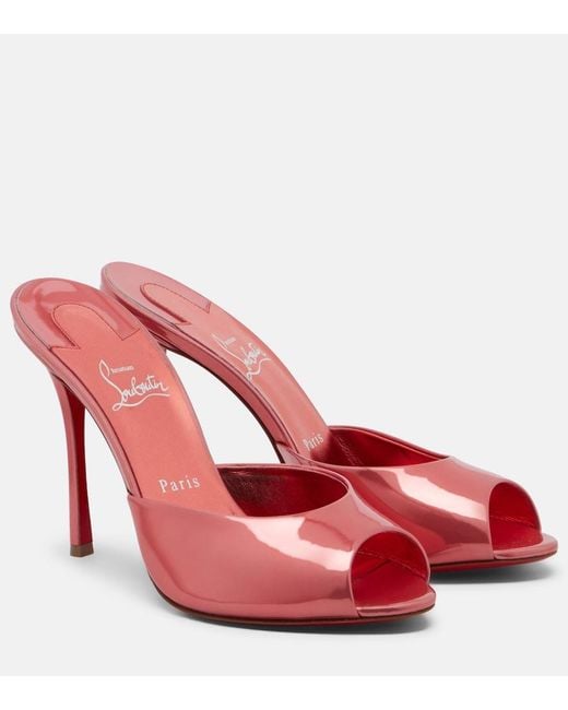 Christian Louboutin Red Me Dolly Laminated Leather Mules