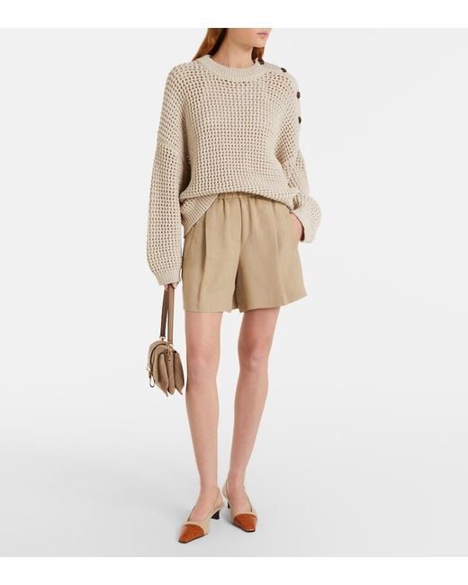 Tod's Natural Leather-Trimmed Canvas Slingback Pumps