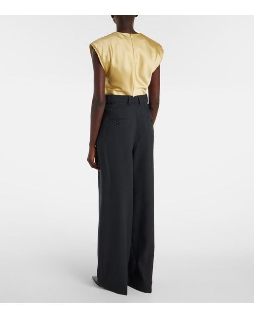 AMI Black High-Rise Virgin Wool Twill Pants