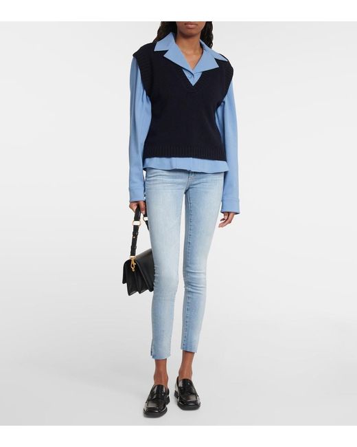 AG Jeans Blue Split Cuff Skinny Jeans