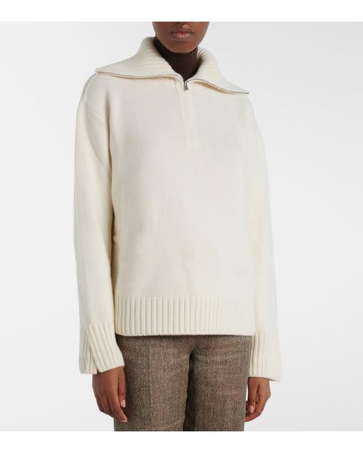 Loro Piana White Parksville Cashmere Sweater