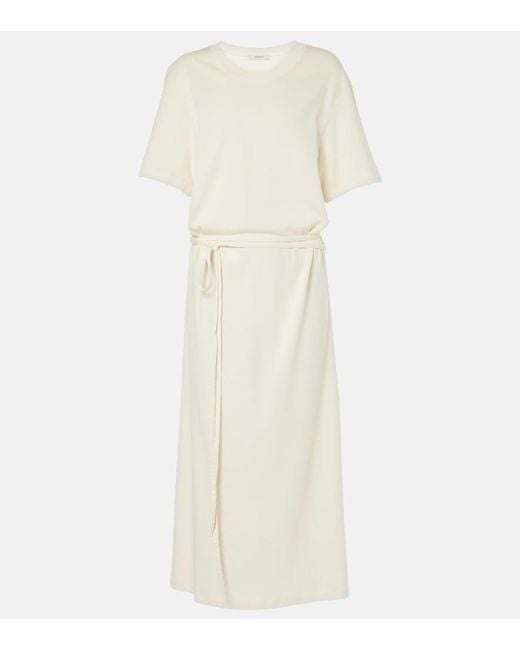 Lemaire Natural Belted Cotton Jersey Midi Dress
