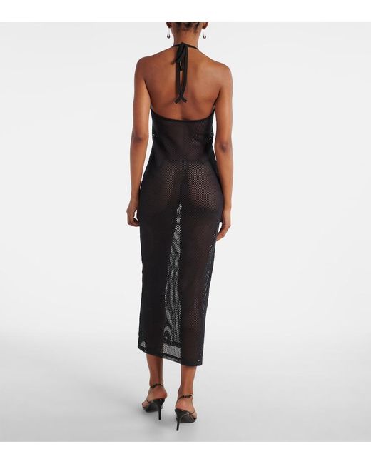Courreges Black Holistic Sheer Cotton Midi Dress