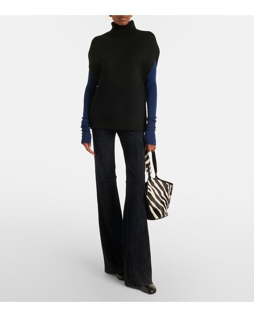 Stouls Blue Gege Suede Flared Pants