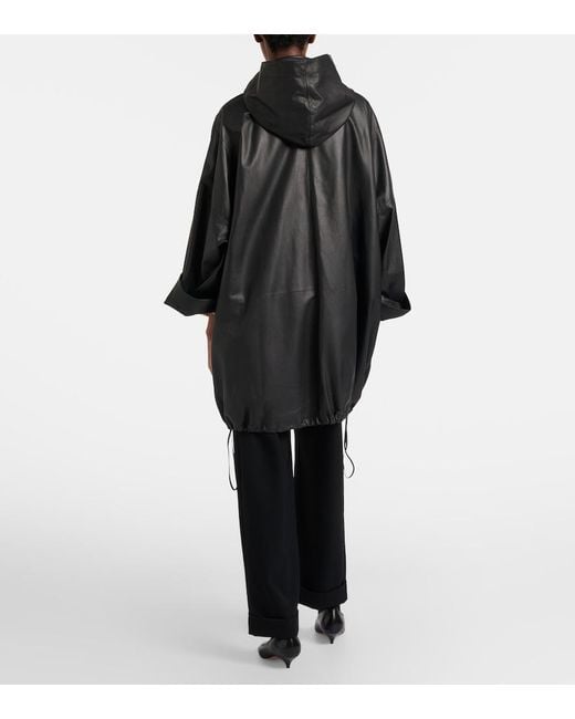 The Row Black Cassandre Leather Coat
