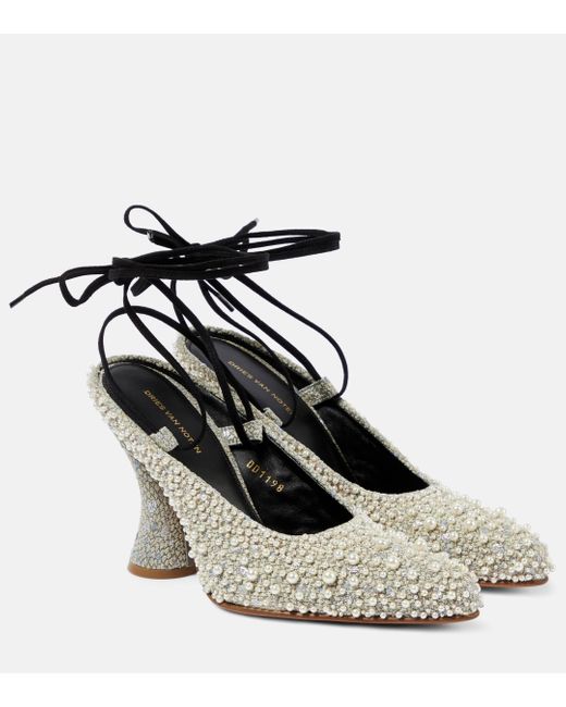 Dries Van Noten White 95 Embellished Pumps