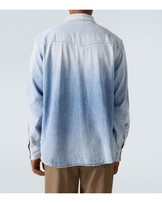Visvim Blue Distressed Denim Shirt for men