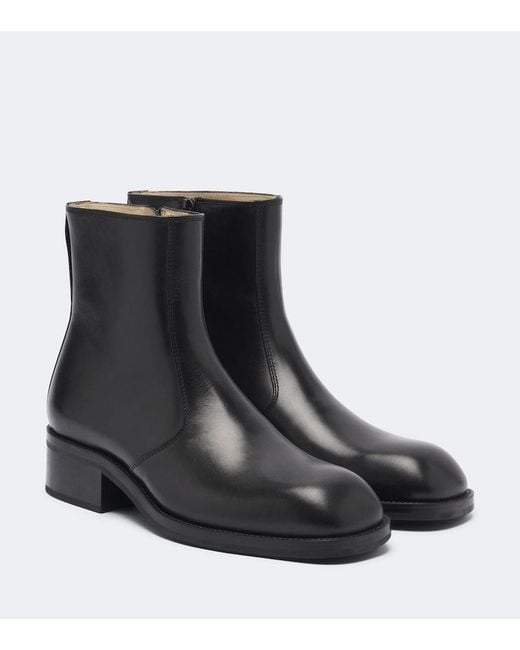 Lemaire Black Leather Ankle Boots