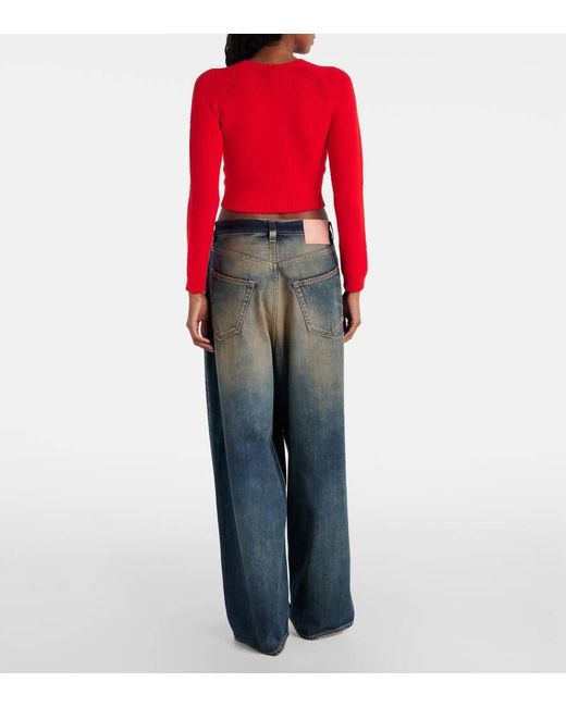 Pullover Cropped di Acne in Red