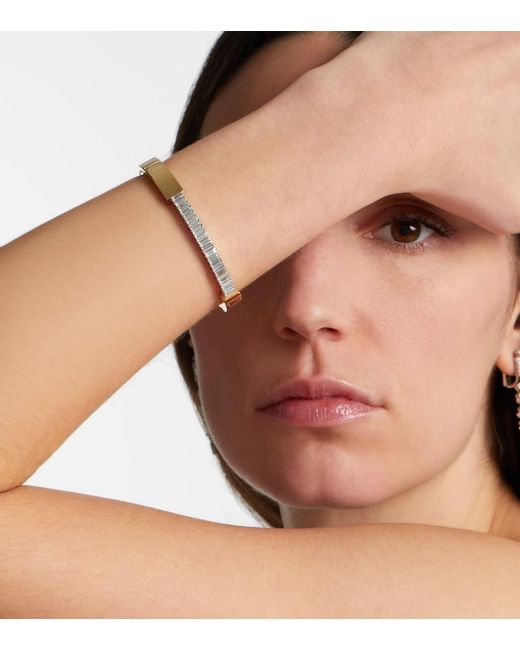 YEPREM Metallic Golden Strada 18Kt And Cuff Bracelet With Diamonds