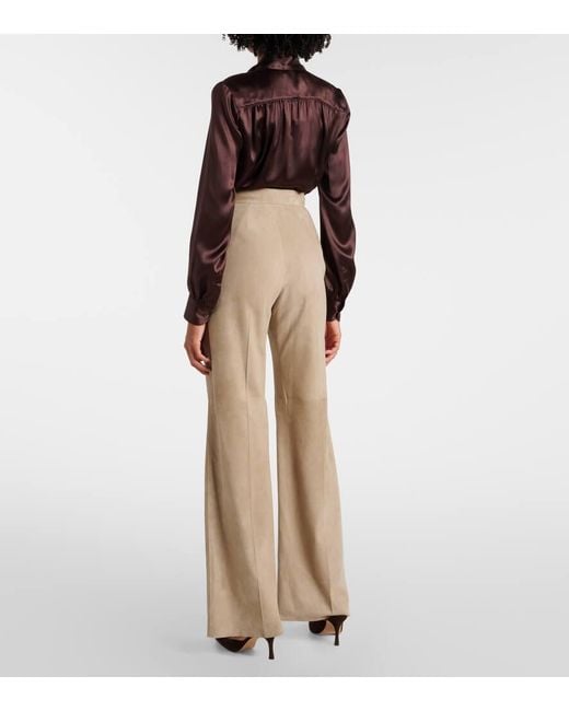 Ralph Lauren Natural Gerade High-Rise-Hose Dean Aus Veloursleder