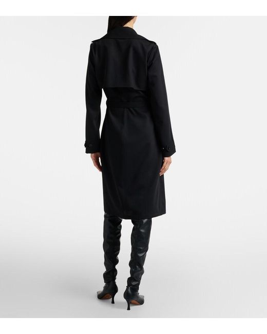 Burberry Black Belted Wool Wrap Dress