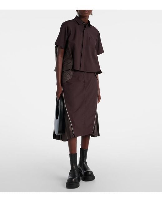 Sacai Brown Cropped Shirt