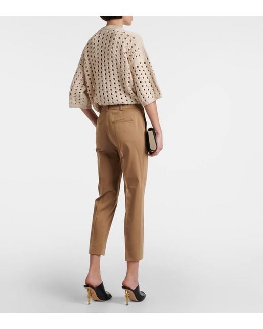 Pantalones rectos cropped Lince de algodon Max Mara de color Natural