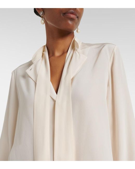 Valentino Natural Tie-Neck Silk Crepe De Chine Blouse