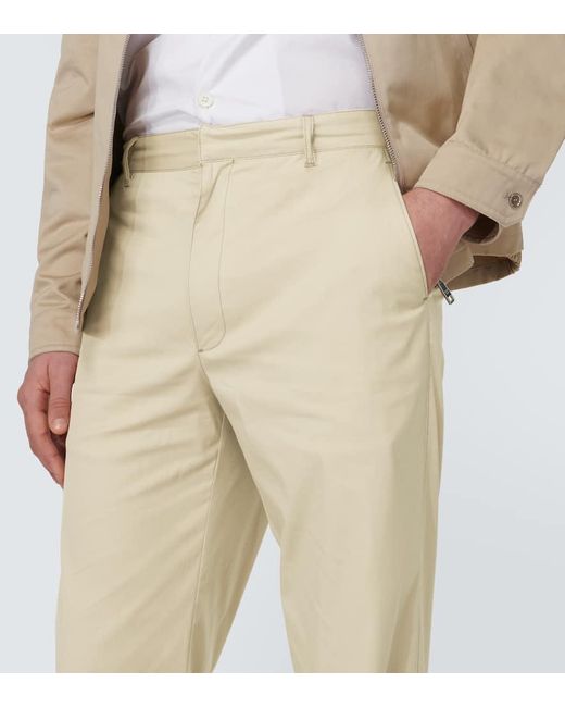 Pantaloni regular in misto cotone di Prada in Natural da Uomo