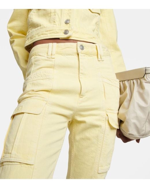 Isabel Marant Yellow Vokayo Straight-Leg Cargo Jeans