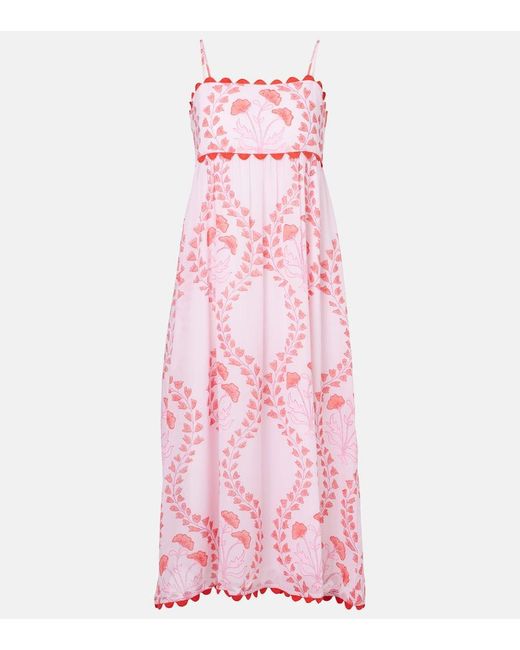 Juliet Dunn Pink Bedrucktes Midikleid Aus Baumwolle
