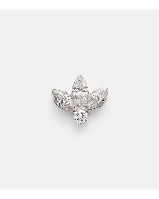Maria Tash White Lotus 18Kt Single Earring With Diamonds