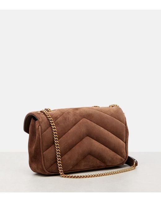 Saint Laurent Brown Loulou Suede Shoulder Bag