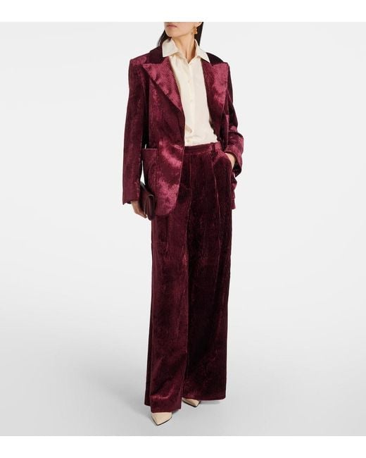 Dorothee Schumacher Purple Mid-Rise Corduroy Wide-Leg Pants