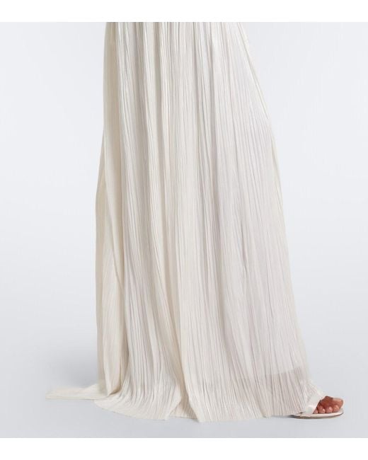 Maria Lucia Hohan White Kamina Cutout Silk Tulle Bustier Gown